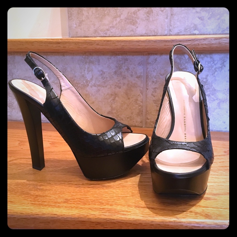 Giuseppe Zanotti Black Open-toe Platform Heels